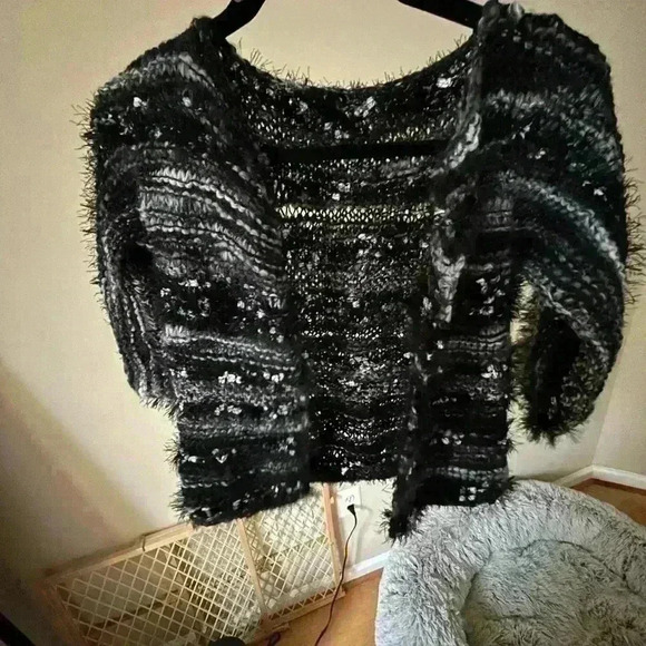 Hand crocheted open front cardigan - S/M - Picture 2 of 3